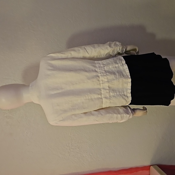 CHICO'S White Linen Half Button Shacket - Picture 6 of 8